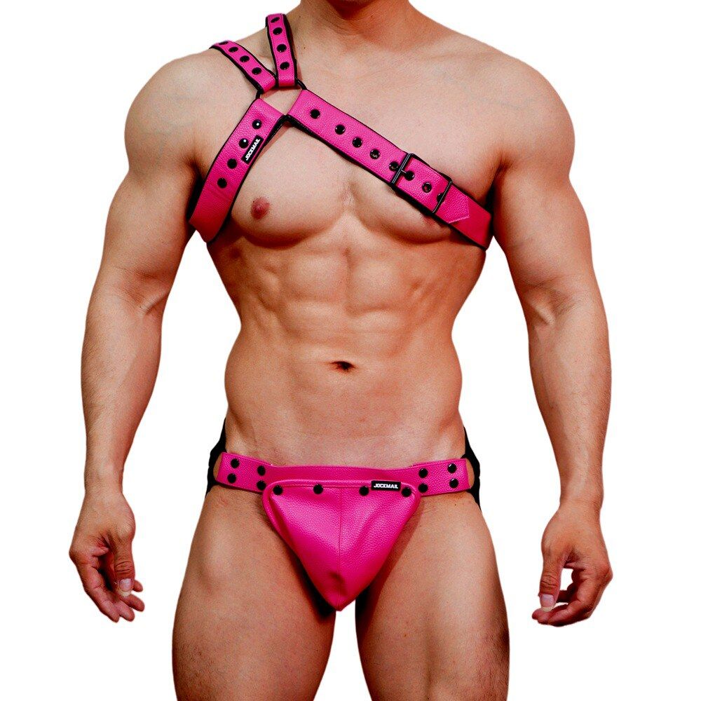 Faux Leather Jockstrap Shoulder Harness Set