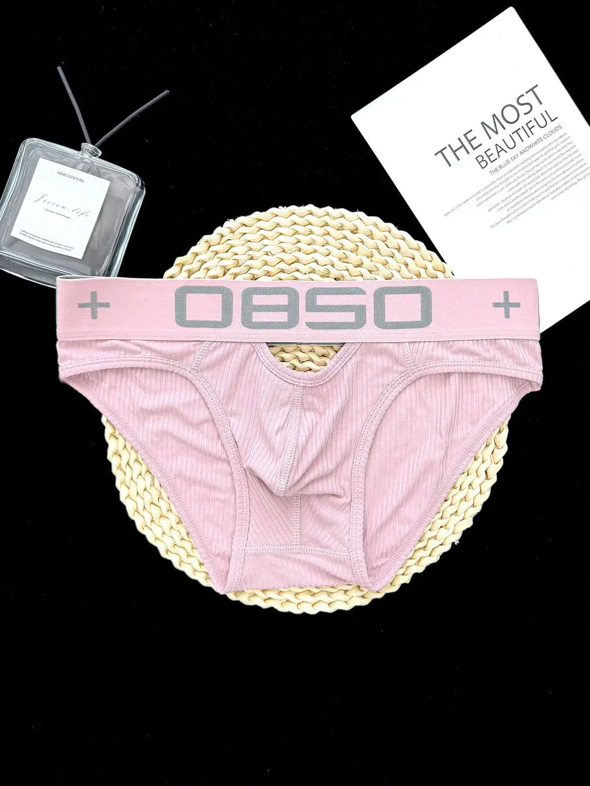 Pink Cotton Pouch Cutout Low Rise Brief flat lay