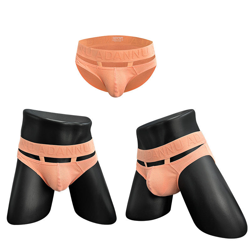 Pink Ribbed Cotton Strap Window Brief product view