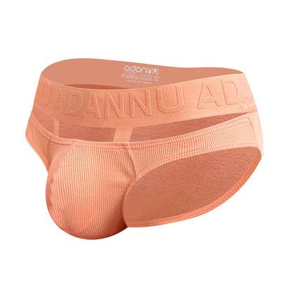 Side profile of pink Ribbed Cotton Strap Window Brief