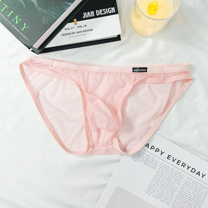 Pink Ultra Thin Sheer Low Rise Bikini Brief flat lay