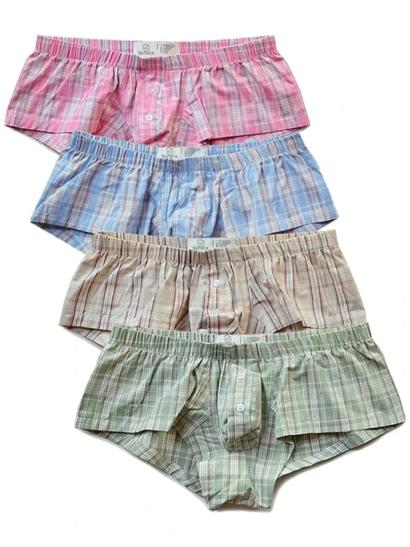 Plaid Cotton Low Rise Short Boxers