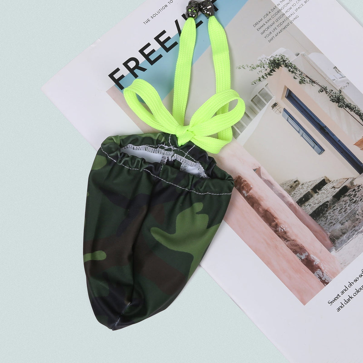 Green Printed Skull Drawstring Swim Cock Sock alternate view 9