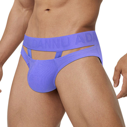 Purple Ribbed Cotton Strap Window Brief product view