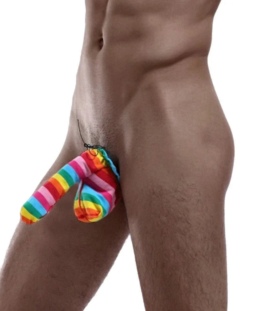 Rainbow Rainbow Drawstring Long Sleeve Cock Sock side view