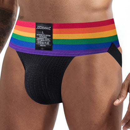 Black Rainbow Pride Wide Waistband Jockstrap side view