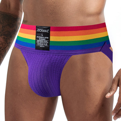 Purple Rainbow Pride Wide Waistband Jockstrap side view