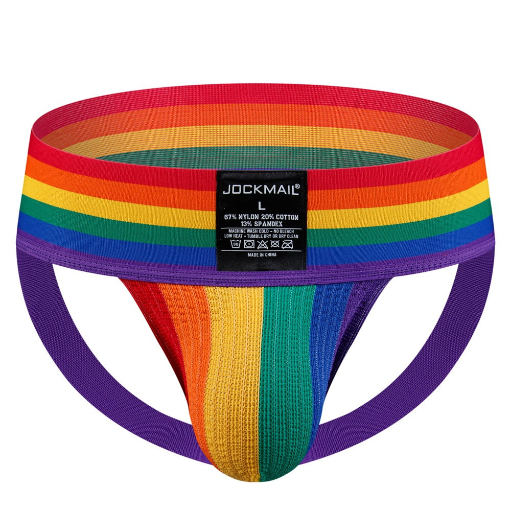 Additional product view of rainbow Rainbow Pride Wide Waistband Jockstrap