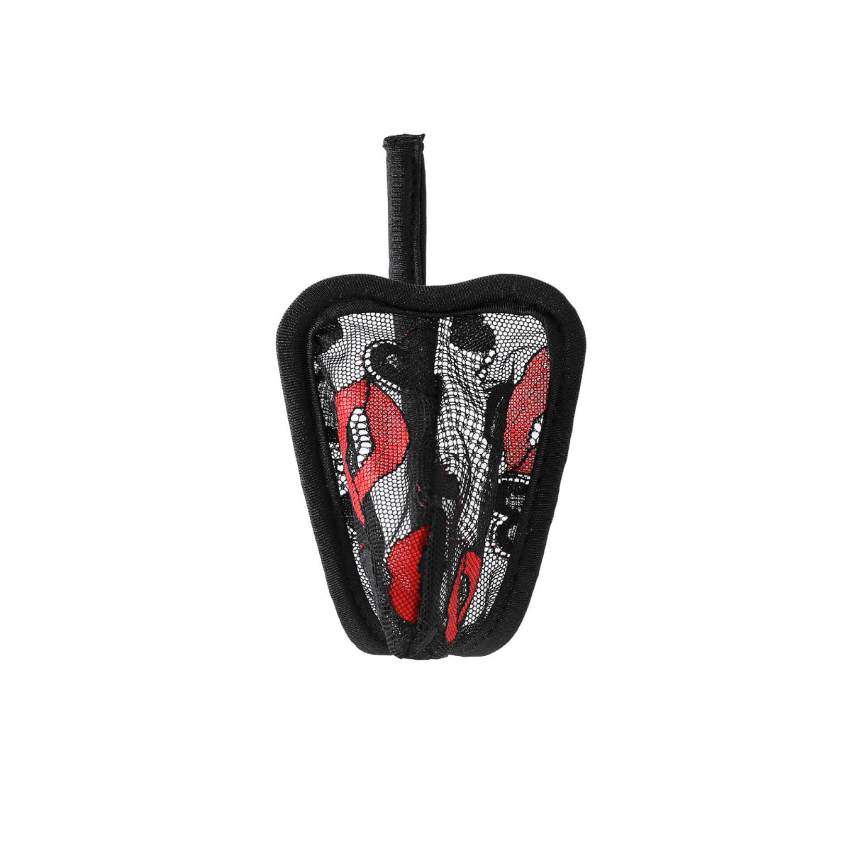 Black Red Lips Lace Kiss Print C String front view