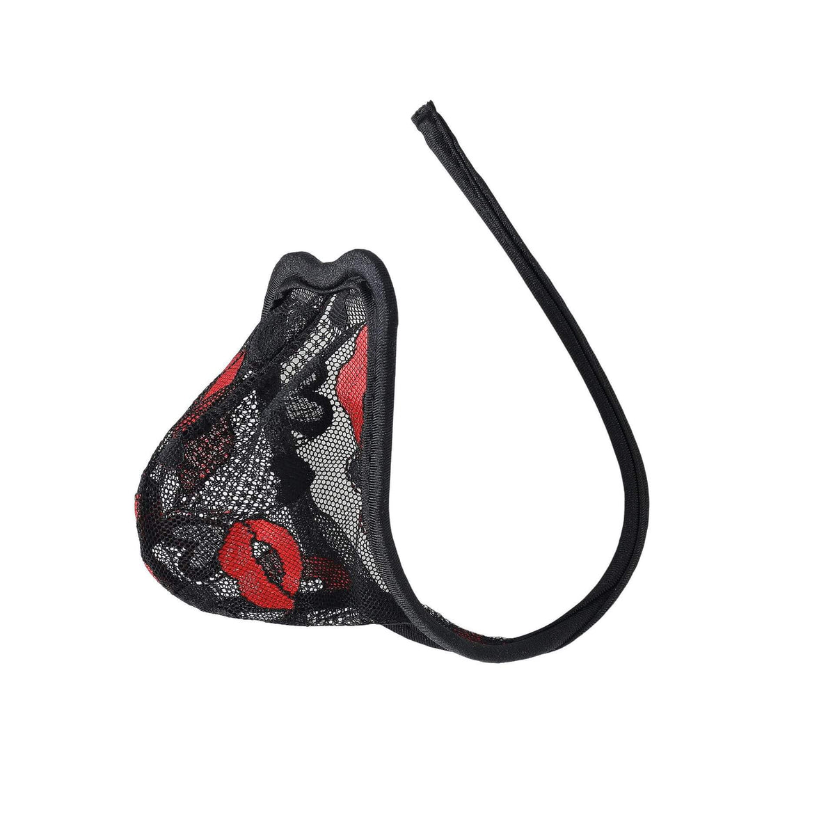 Red Lips Lace Kiss Print C String