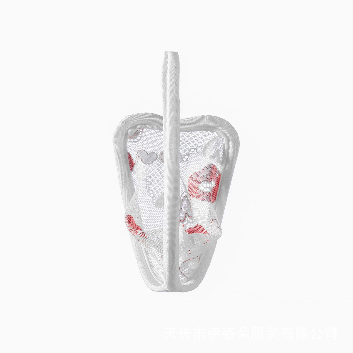White Red Lips Lace Kiss Print C String back view