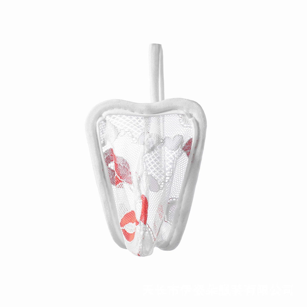 White Red Lips Lace Kiss Print C String front view