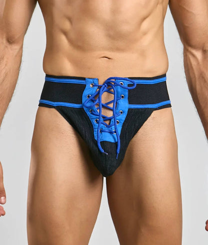 Black Vintage Lace Up Athletic Jockstrap product view