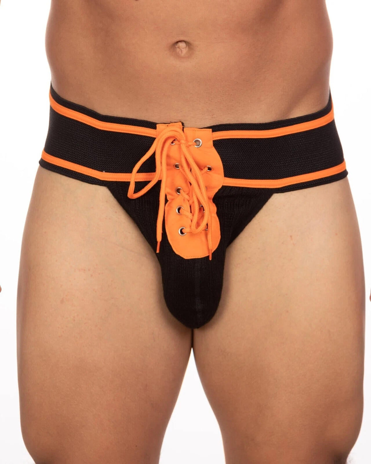 Alternate view of orange Vintage Lace Up Athletic Jockstrap