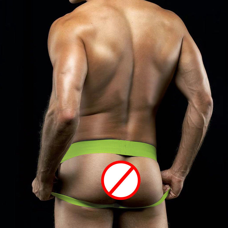 Green Soft Modal Retro Double Strap Jockstrap back view