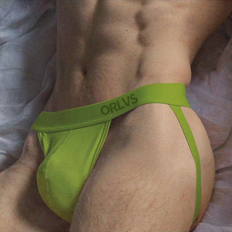 Green Soft Modal Retro Double Strap Jockstrap flat lay