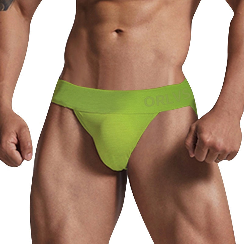 Green Soft Modal Retro Double Strap Jockstrap front view