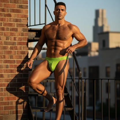 Green Soft Modal Retro Double Strap Jockstrap product view