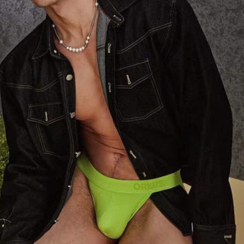 Front view of green Soft Modal Retro Double Strap Jockstrap