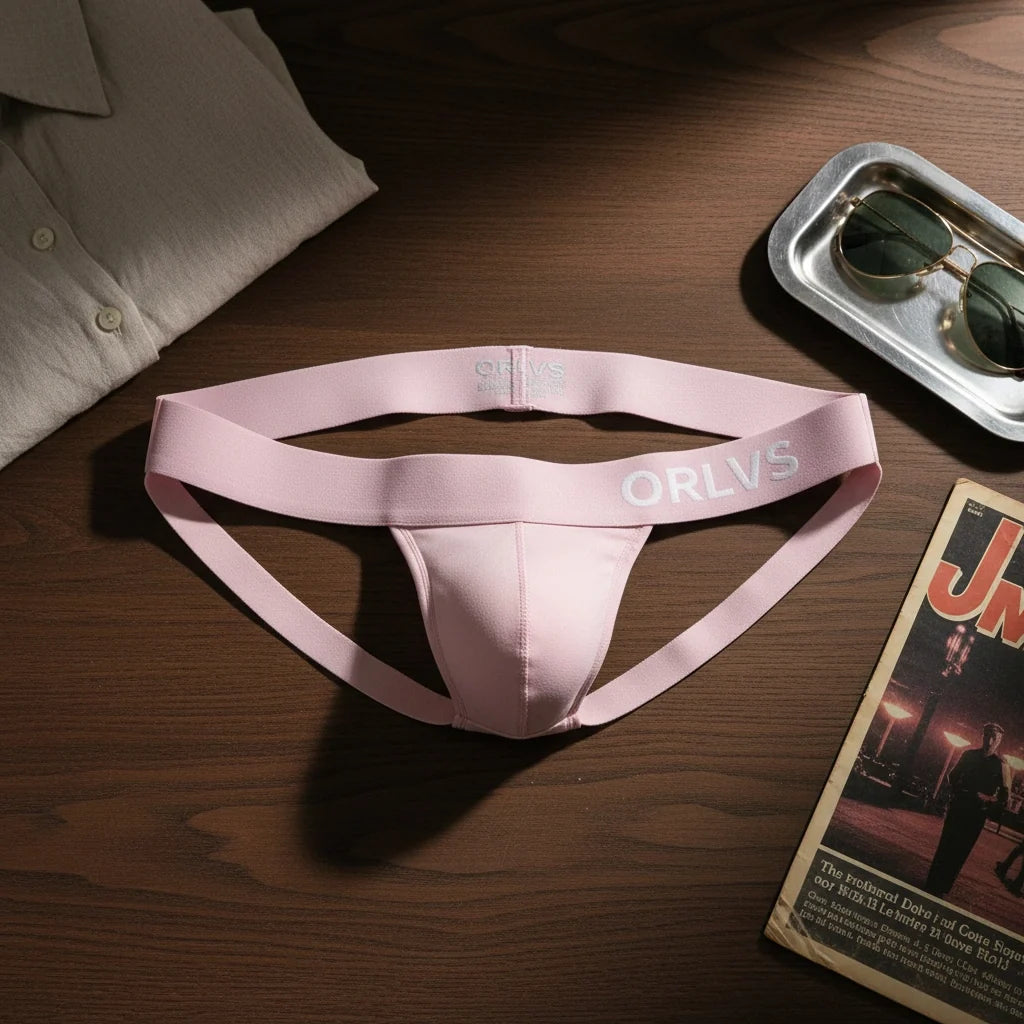 Alternate view of pink Soft Modal Retro Double Strap Jockstrap