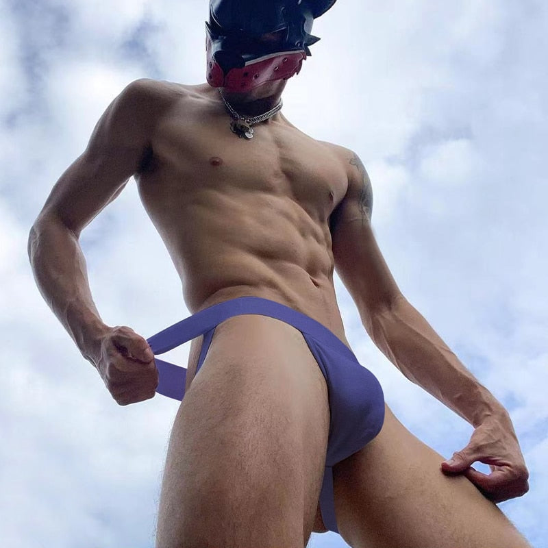 Purple Soft Modal Retro Double Strap Jockstrap front view
