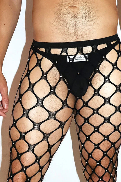 Rhinestone Wide Open Weave Fishnet Pantyhose alternate view 2