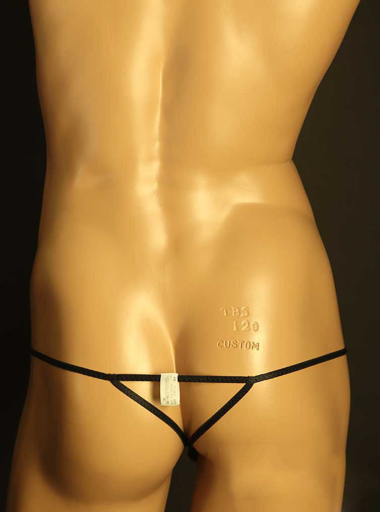 Black Ring Detail Double Strap U Pouch Thong back view
