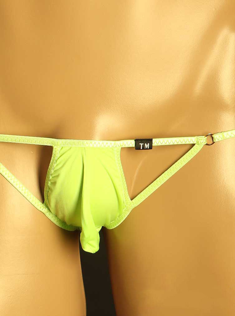 Green Ring Detail Double Strap U Pouch Thong front view