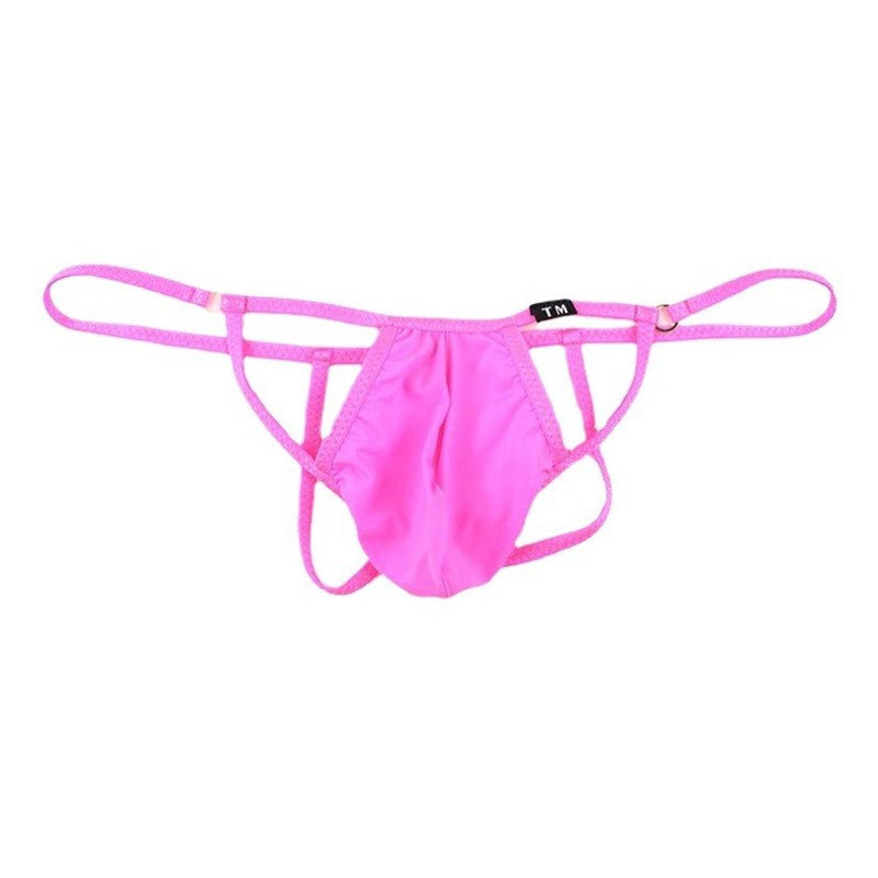 Pink Ring Detail Double Strap U Pouch Thong flat lay