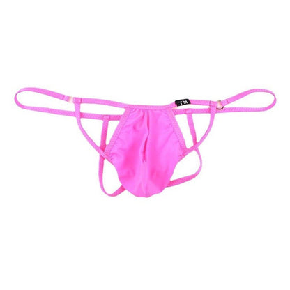 Pink Ring Detail Double Strap U Pouch Thong flat lay