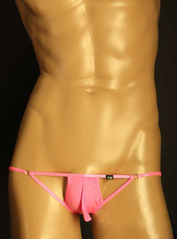 Pink Ring Detail Double Strap U Pouch Thong alternate front view