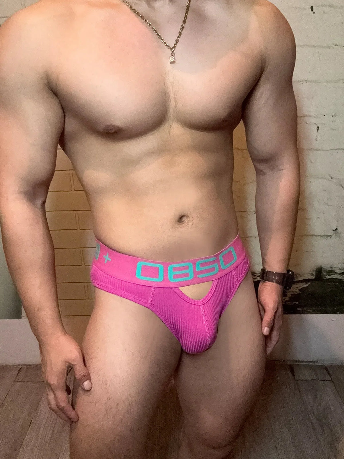 Cotton Pouch Cutout Low Rise Brief front fit on model
