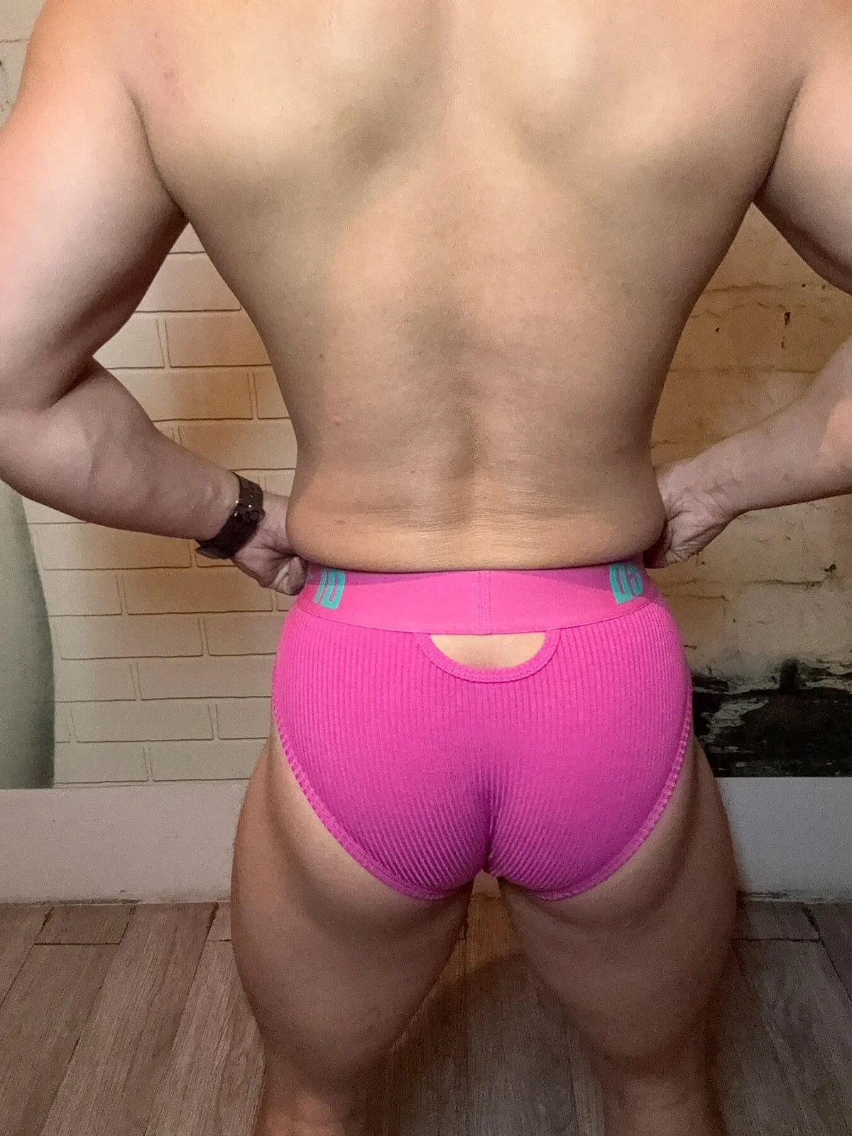 Cotton Pouch Cutout Low Rise Brief rear fit on model