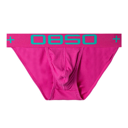 Ribbed Cotton High Cut Logo Briefs in rose shown in flat lay