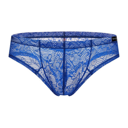 Detailed flat lay showing royal blue Sheer Lace Square Cut Trunks