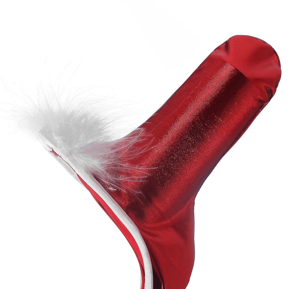 Red Santa Fur Trim Lace C String detail view