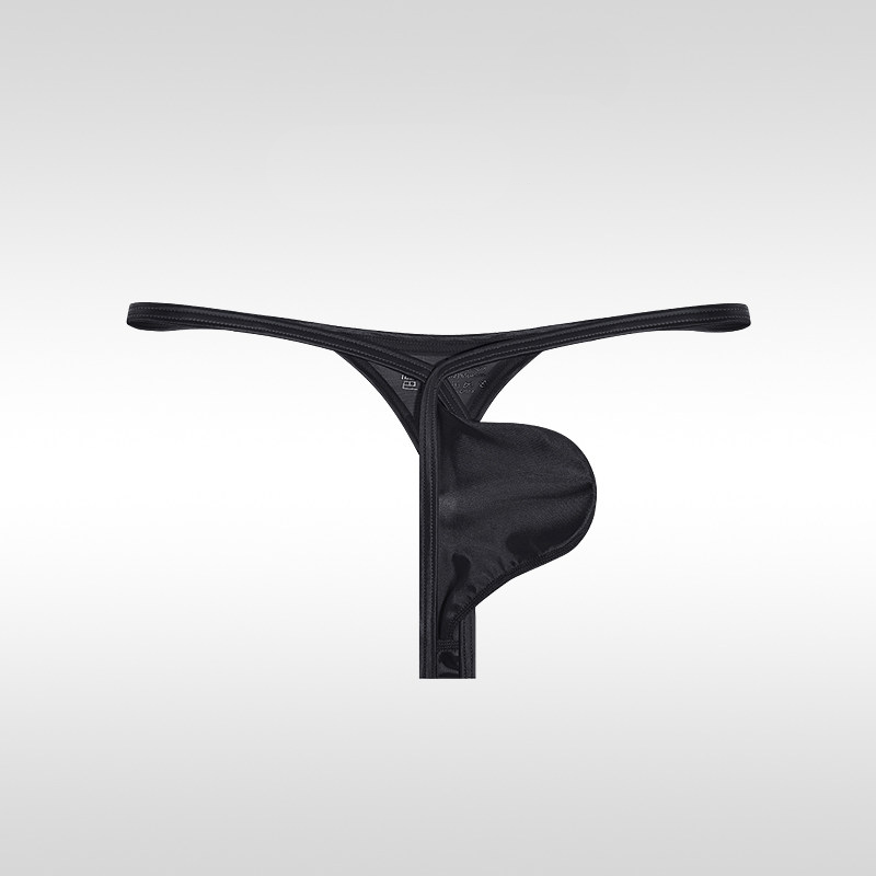 Black Seamless U Pouch Low Rise T Back Thong flat lay