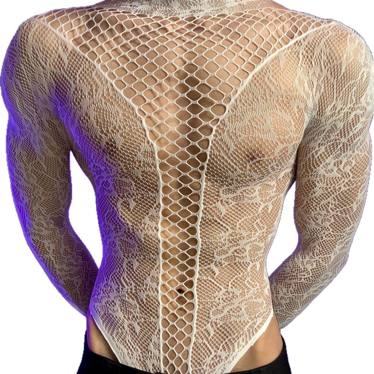 See Through Hollow Long Sleeve Bodysuit alternate view 3