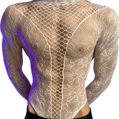 See Through Hollow Long Sleeve Bodysuit alternate view 3