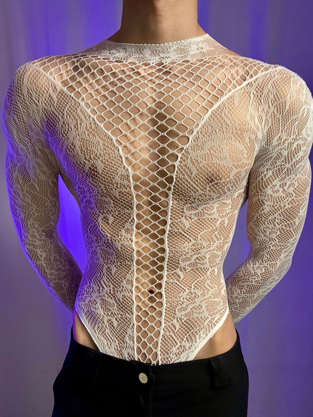 See Through Hollow Long Sleeve Bodysuit alternate view 4
