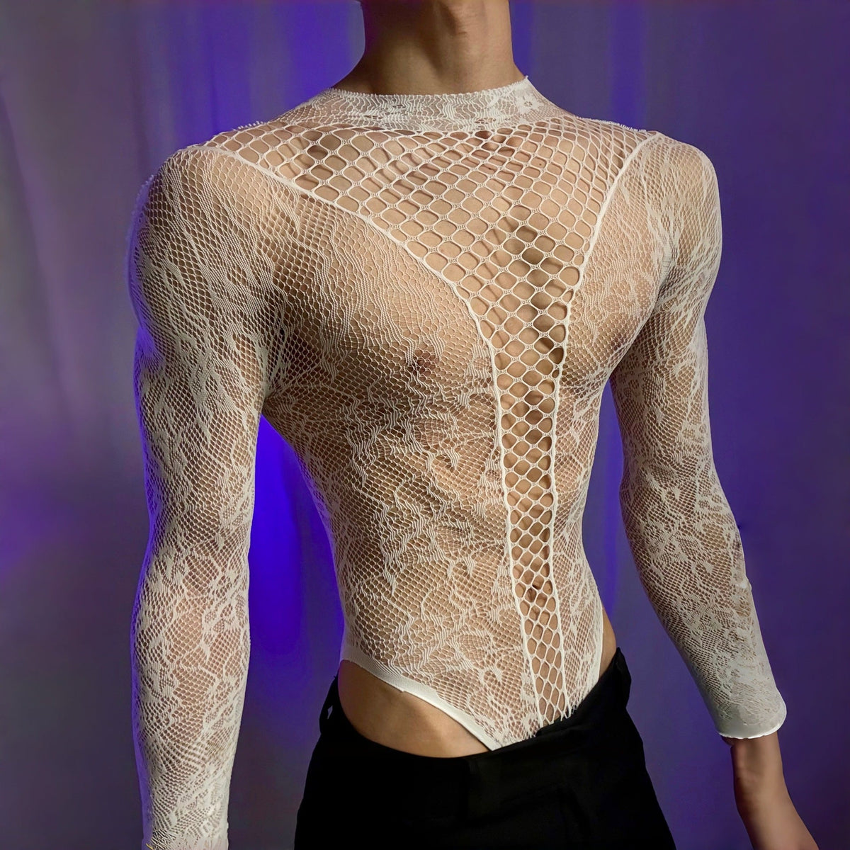See Through Hollow Long Sleeve Bodysuit alternate view 5