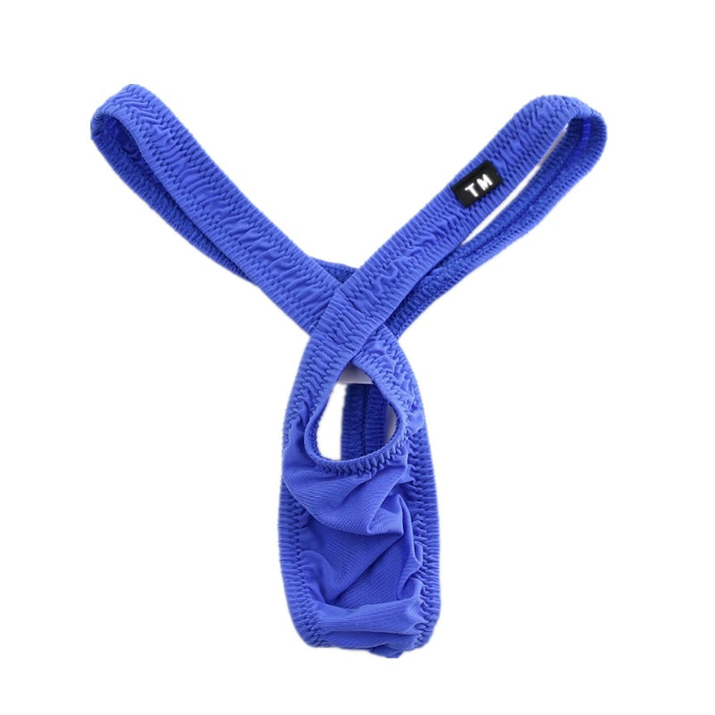 Blue Sheer Keyhole Cutout Low Rise Thong flat lay