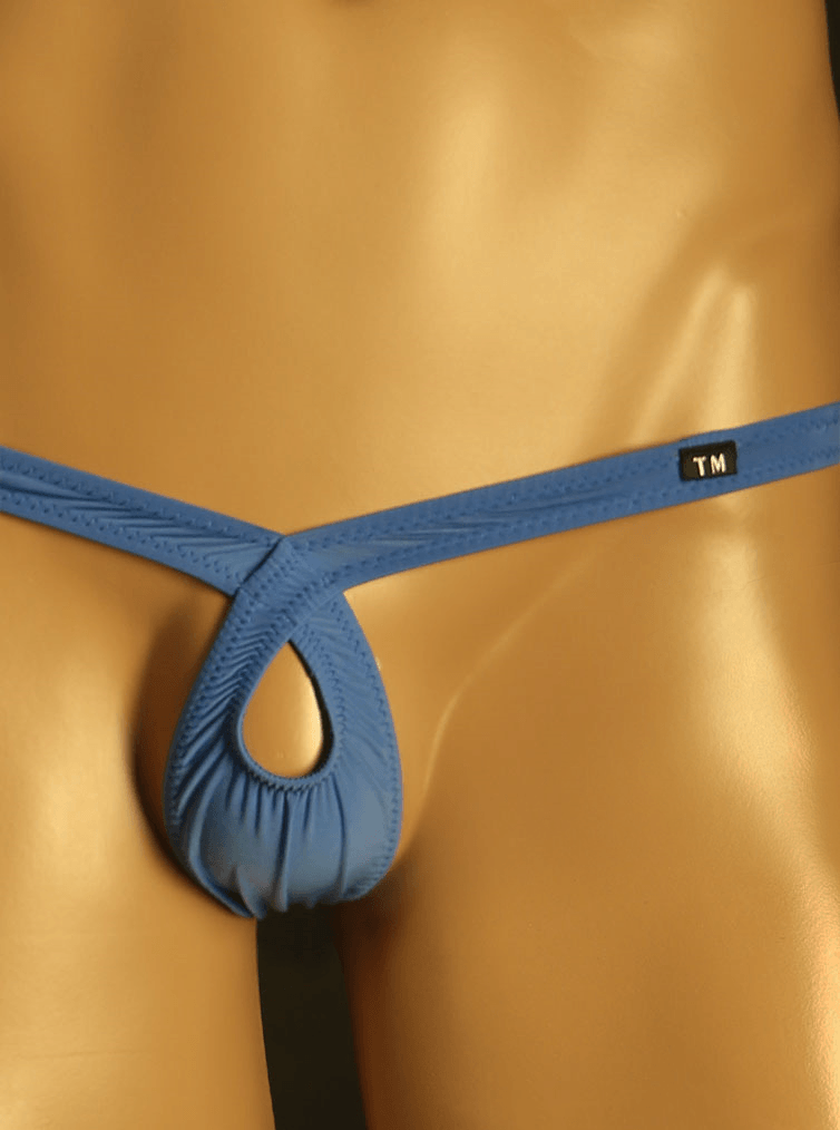 Blue Sheer Keyhole Cutout Low Rise Thong front view