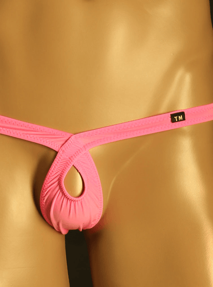 Pink Sheer Keyhole Cutout Low Rise Thong front view