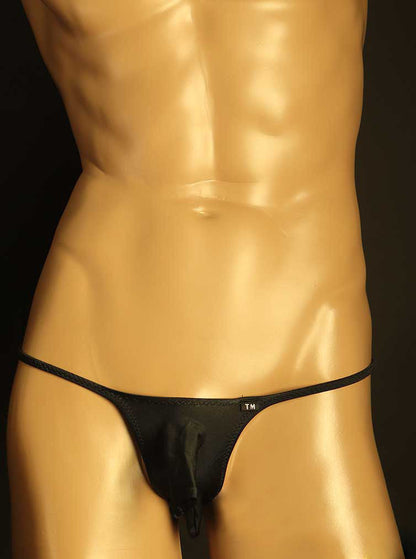 Black Semi Sheer Elephant Trunk G String alternate front view