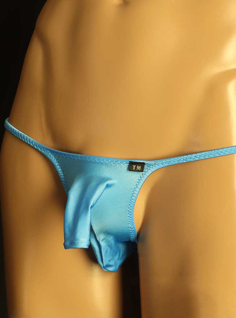Blue Semi Sheer Elephant Trunk G String front view