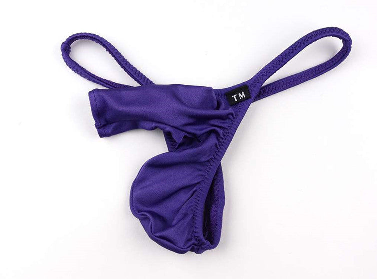 Purple Semi Sheer Elephant Trunk G String flat lay