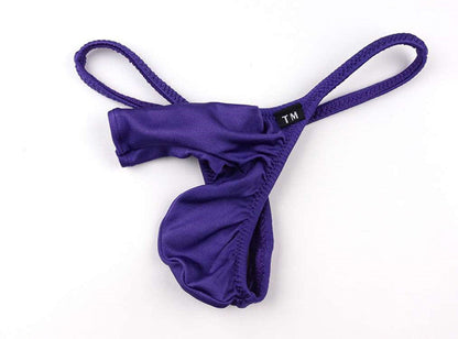 Purple Semi Sheer Elephant Trunk G String flat lay