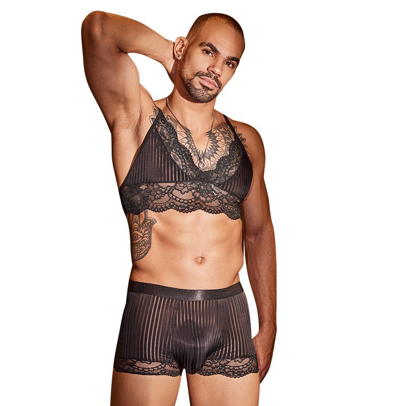 Floral Lace Crop Top Boxer Set alternate product view