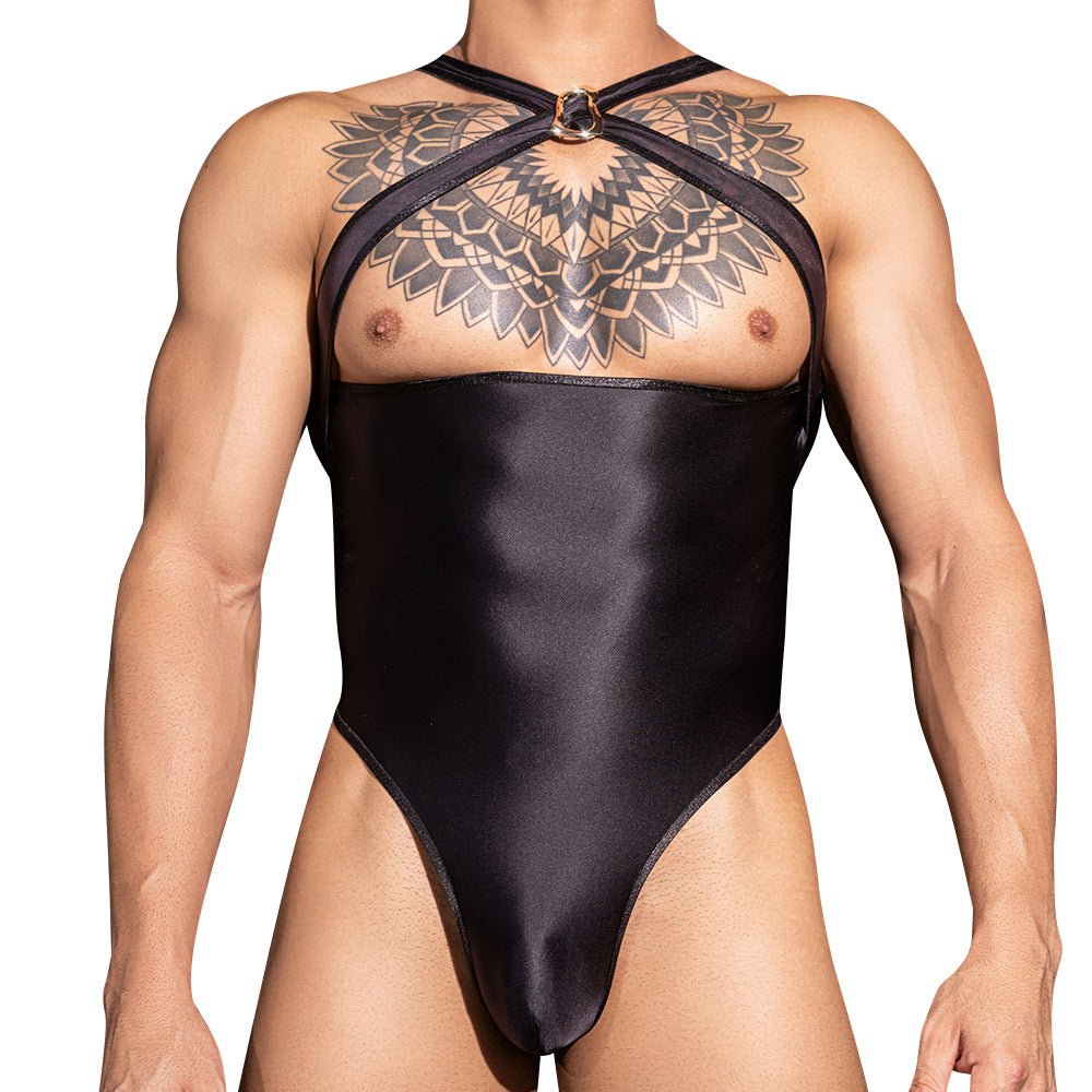 Cross Hollow Thin Shiny Bodysuit alternate view 12